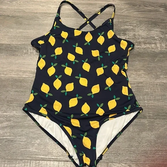 Hanna Andersson Black and Lemon Print One Piece Swimsuit 🍋 - Picture 2 of 8